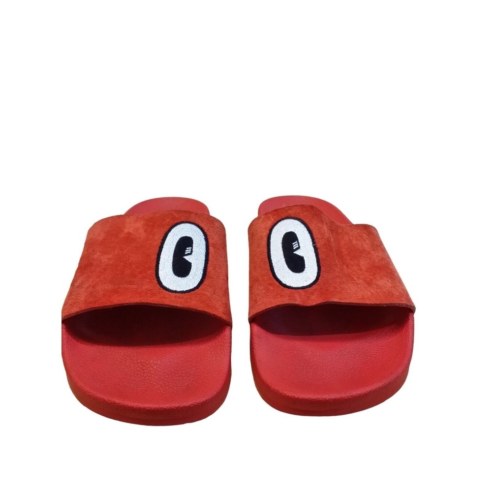 Adidas x Hattie Stewart Adilette‎ Slides Women Sz 6 Red Suede Cartoon Eye Sandal